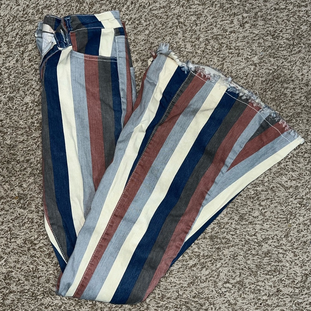 Altar'd State Multicolor Striped Flare Jeans